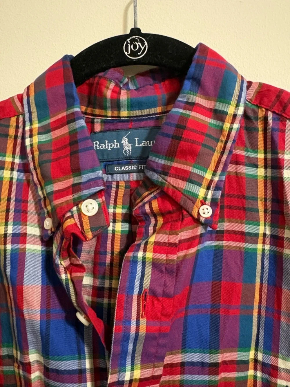 Ralph Lauren Classic Button Down Shirt Mens M Red Blue‎ Plaid Pony Cotton